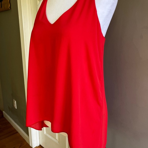 Red Sleeveless Tank Top V Neck Casual Blouse Summer Work Party Date Night - Picture 6 of 9